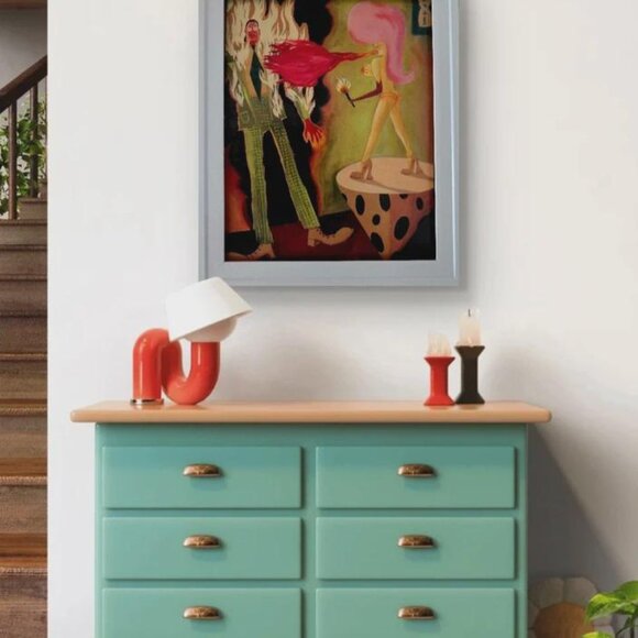 8x10 Framed Vintage Original Print A Steady Closeness" (2018) by Naudline Pierre - Picture 2 of 2